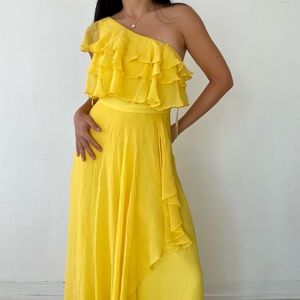 Jill Stuart Yellow One Shoulder Gown - X-Small